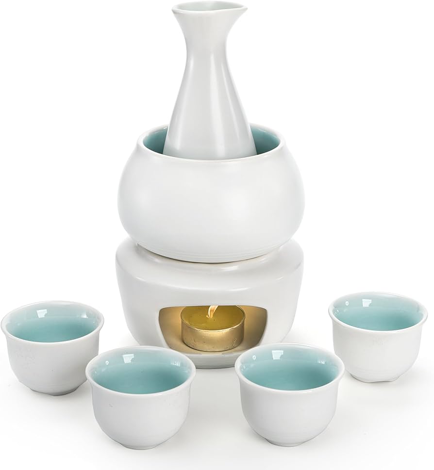 Amazon.com | Foraineam White Ceramic Sake Set with Warmer Pot