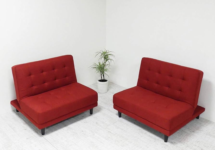 Amazon｜クロシオ 離せる ソファーベッド 赤 リクライニング 3way