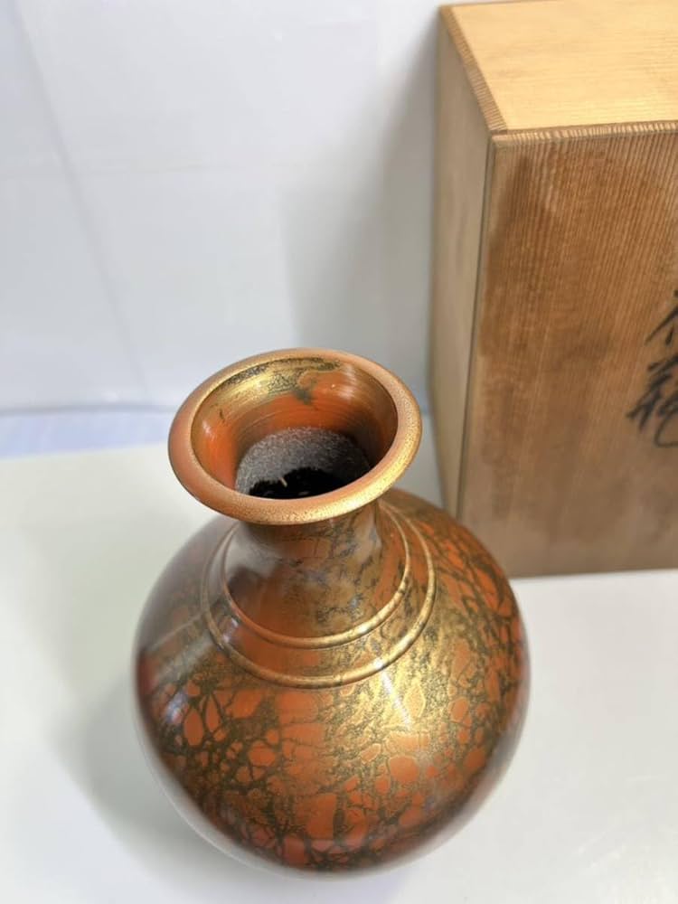 Amazon.co.jp: 保管品 高岡銅器 峰雲 芳峯 造 鋳銅 花瓶 NO.313