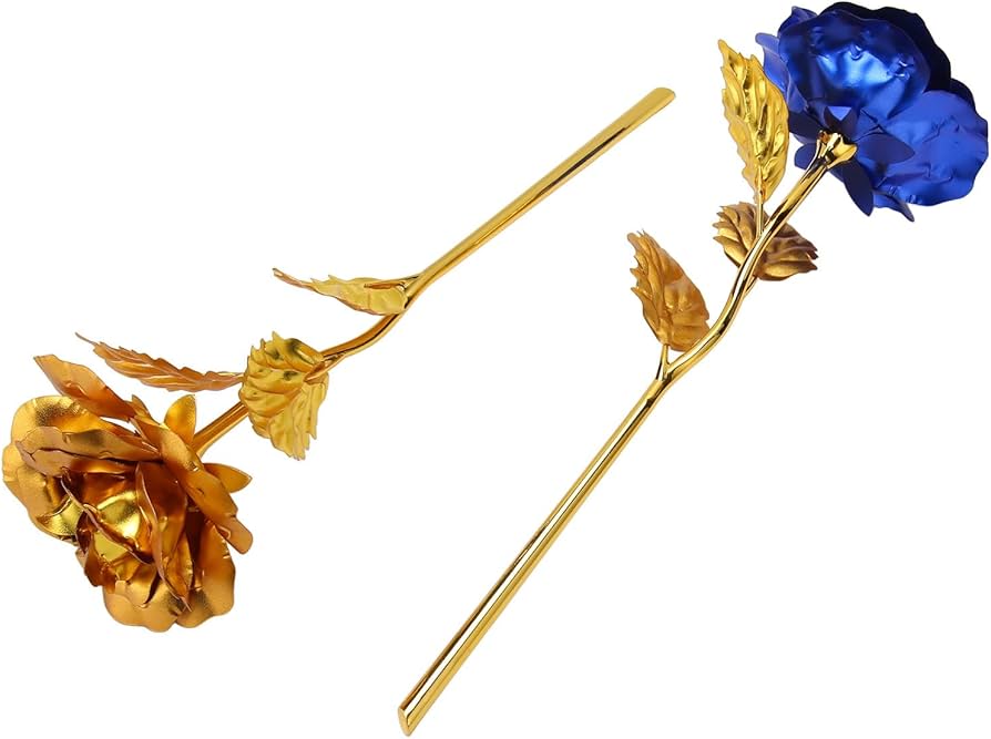 Amazon｜24K ゴールデンローズ、意味のある長い茎の手作りの美しい人工