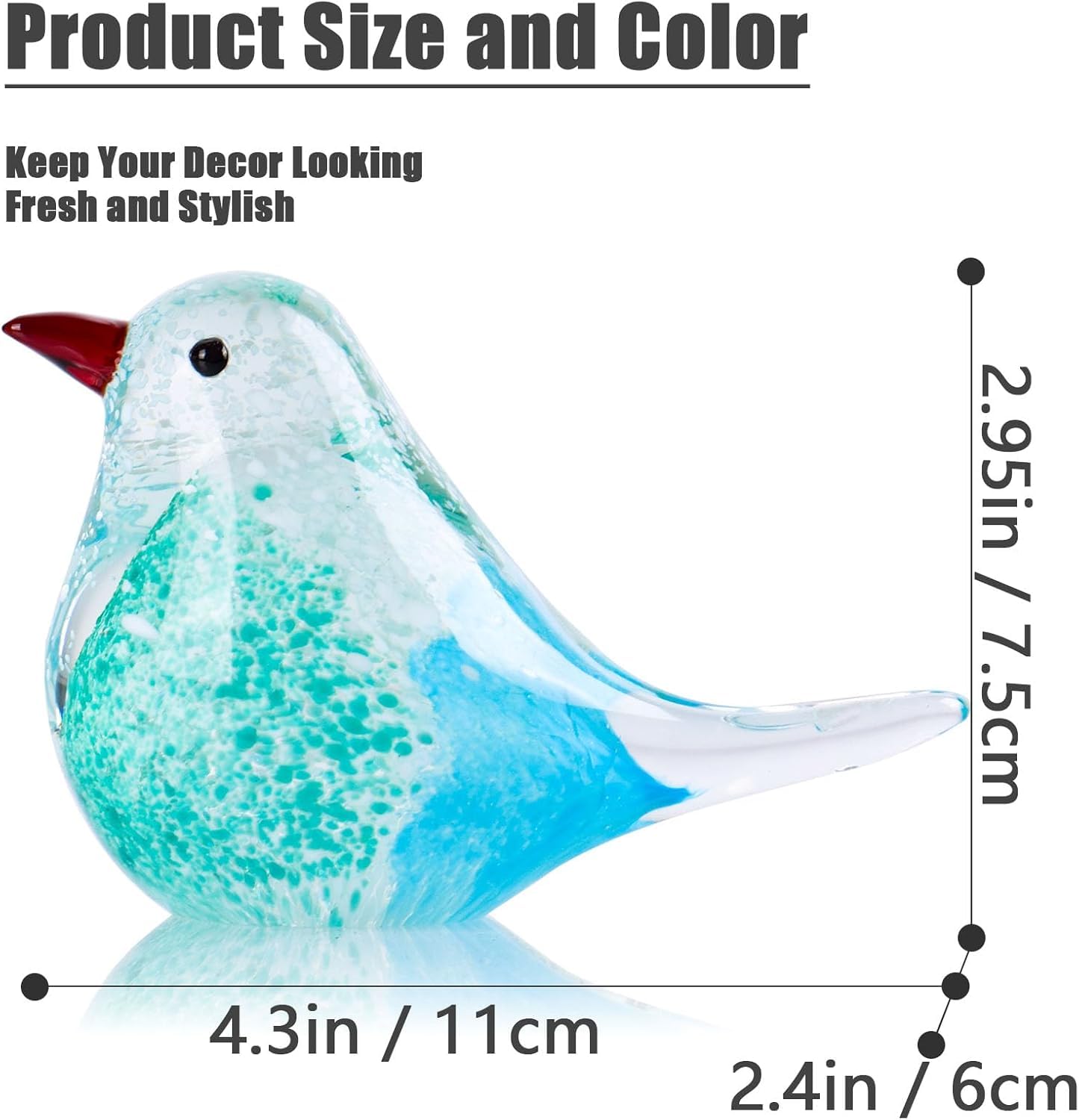 Amazon.co.jp: ガラス鳥の置物 青い鳥の置物 ムラノガラスの鳥 鳥の