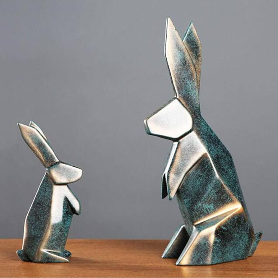 Amazon.co.jp: 置物・オブジェ 像動物抽象化ウサギ樹脂工芸品装飾現代