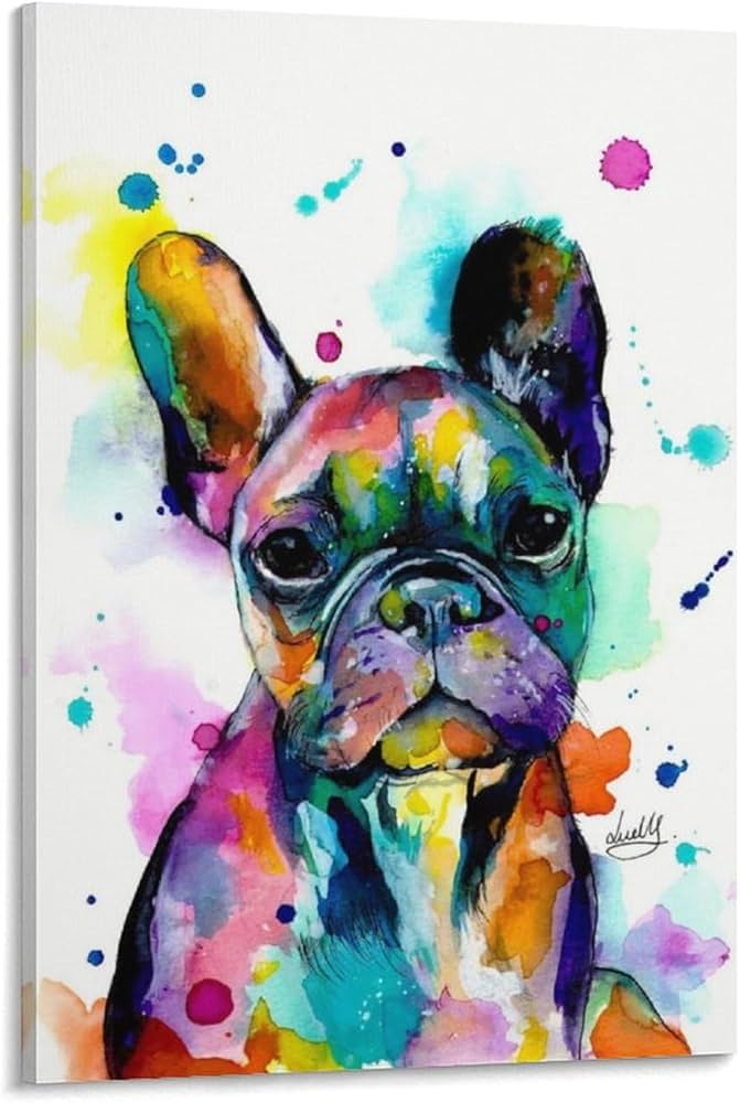 Amazon.co.jp: カラフルなフレンチ・ブルドッグのポスター 印刷