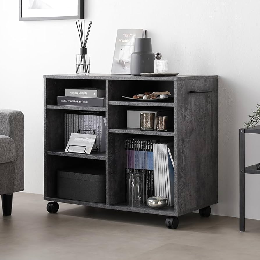 Amazon｜RASIK 収納ラック キャスター付き 本棚 奥行39cm ストーン