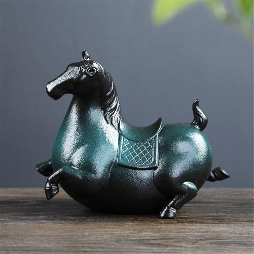 Amazon.co.jp: tonntyann 干支 午 馬の置物 陶器製 車 家 玄関 装飾