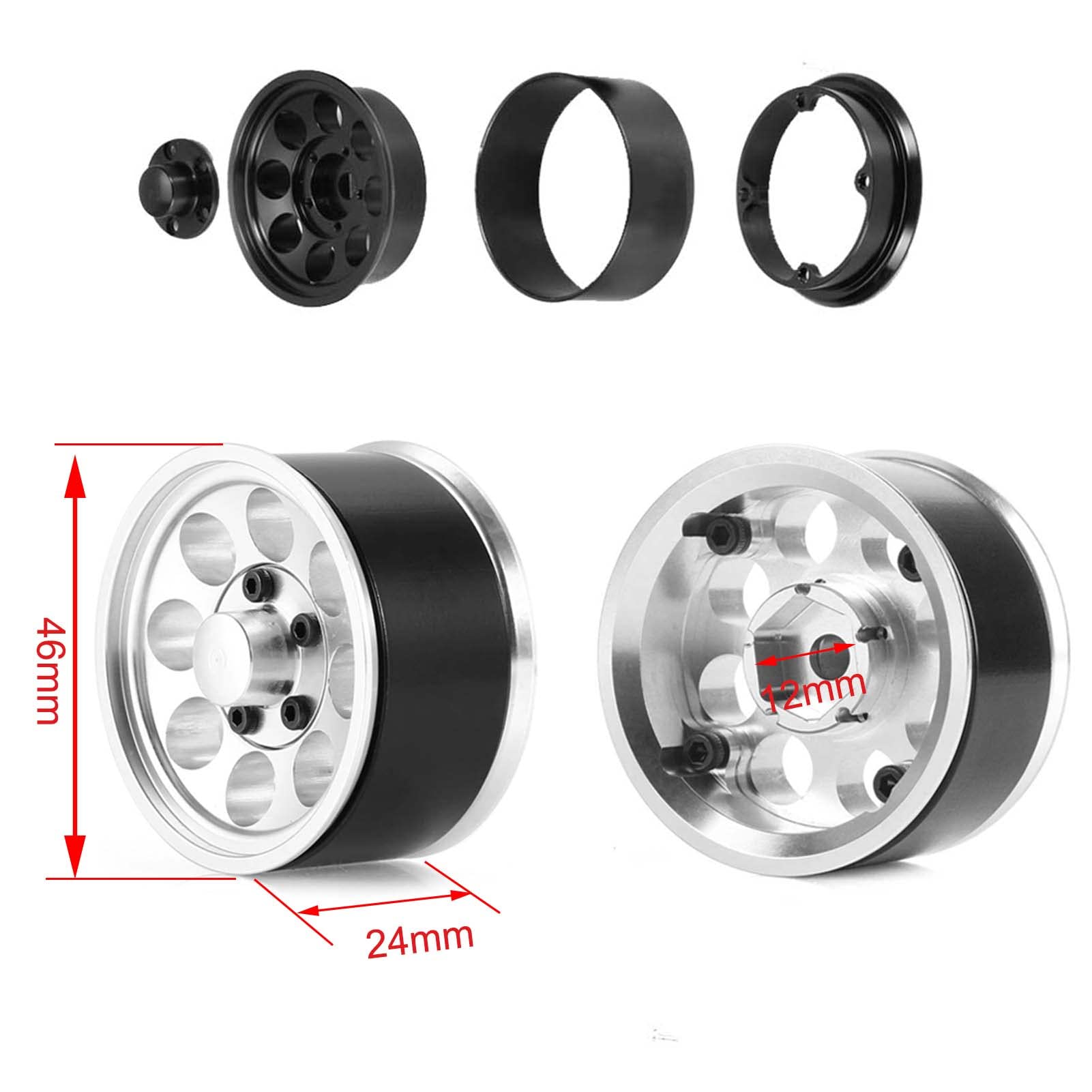 Amazon | LAFEINA 1.55インチ メタル合金 ビーズロックホイール 交換用