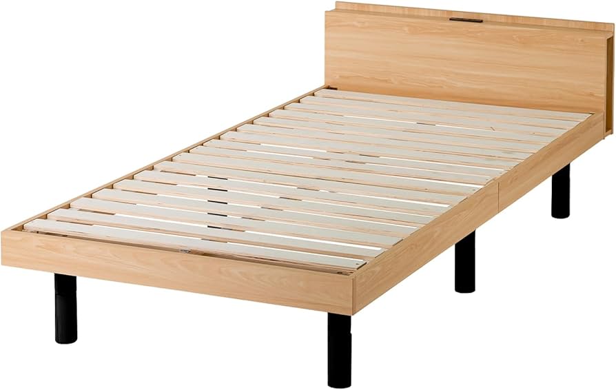 Amazon｜Major In Life ベッド ベッドフレーム すのこ 宮棚付き 木製