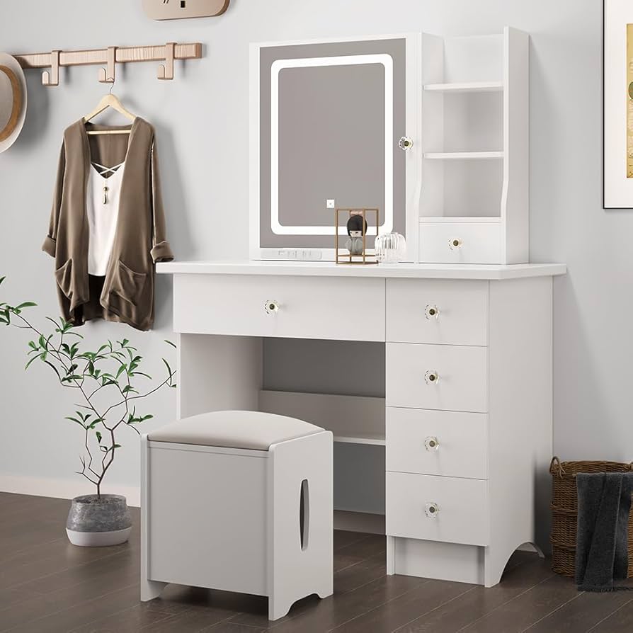 Amazon｜モルトカリーナ ドレッサー 鏡台 LEDライト付き 化粧台