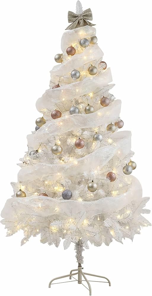 Amazon.co.jp: ホワイトクリスマスツリー ライト付きクリスマスツリー