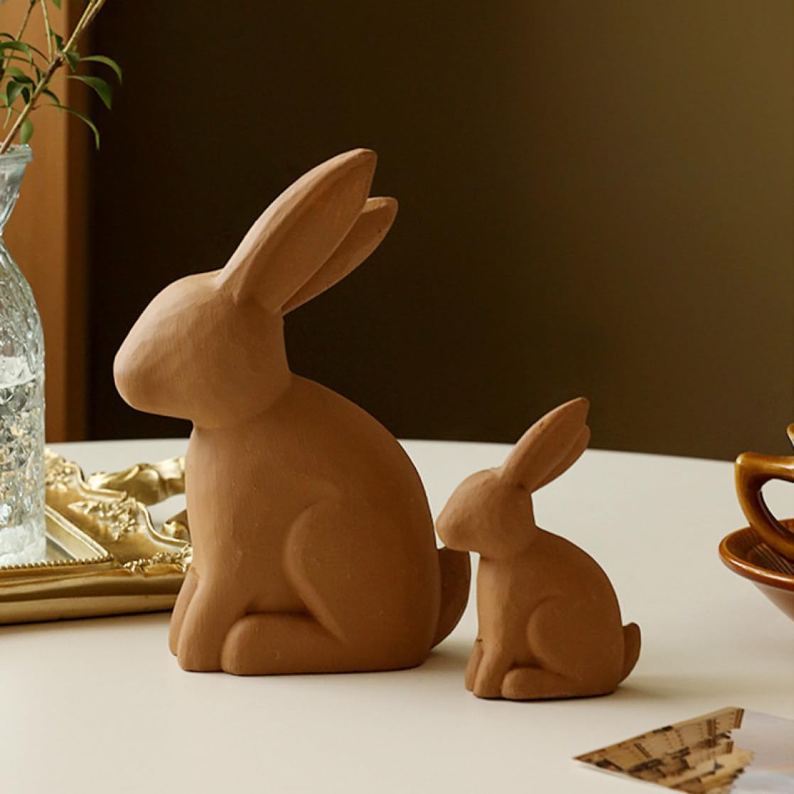 Amazon.co.jp: JAnjiaLxY うさぎ 木製 置物 オブジェ 北欧 動物 馬