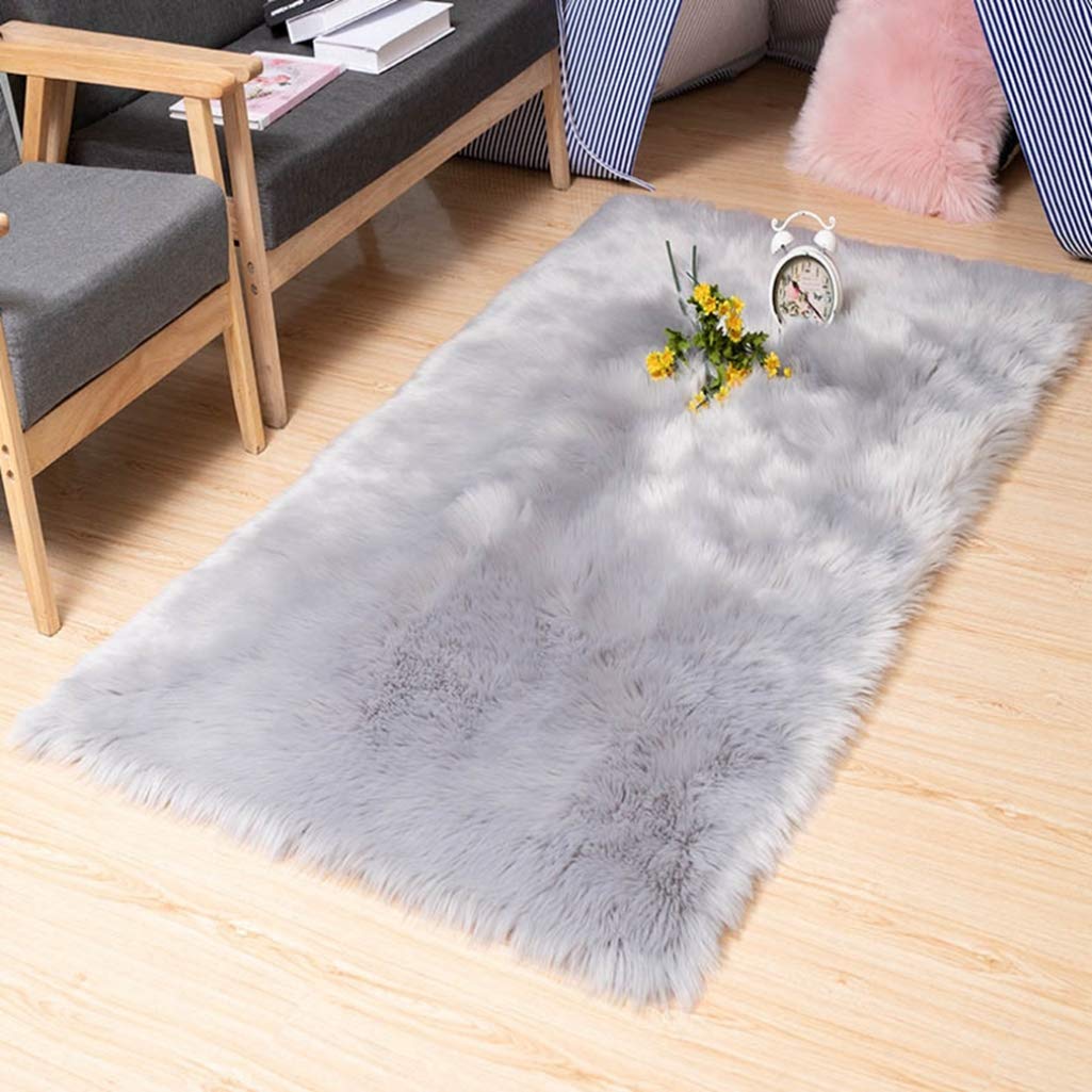 Amazon｜ムートンラグ ファーラグ ファー グレー ラグ フェイクファー