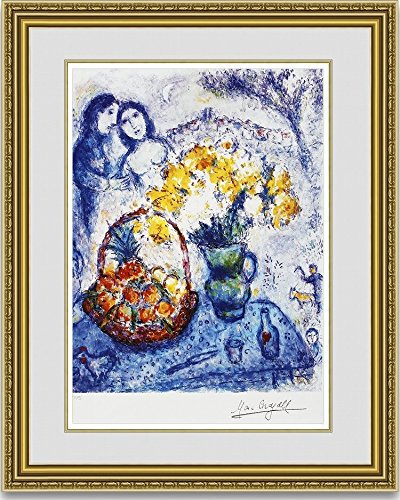 Amazon.co.jp: シャガール 「恋人たちと花束と果実」 【新品額縁付
