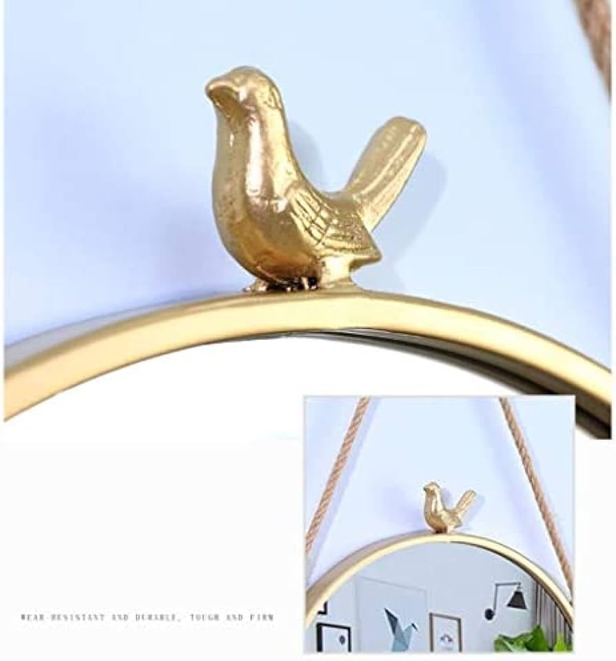 Amazon｜壁掛けミラー 鳥の装飾ミラー付き - 27.6インチ ラウンド