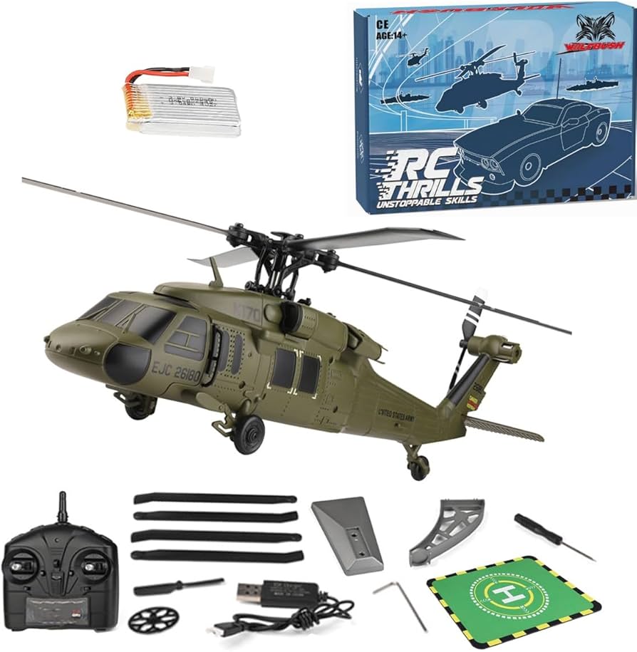 Amazon.com: KAROYD RC Helicopter Model, Wltoys K170 BK Hawk UH-60L