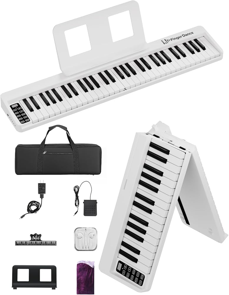 Amazon | 電子ピアノ 61鍵盤 折り畳み 初心者 練習用 軽量 手持ち