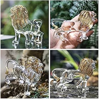 Amazon.co.jp: 手作りの吹きガラスクリスタルライオン ライオン