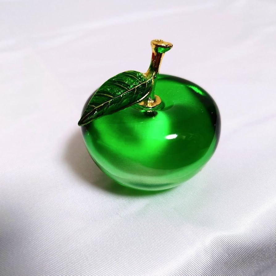 Amazon.co.jp: クリスタル リンゴ 置物 緑 風水 インテリア 縁起物