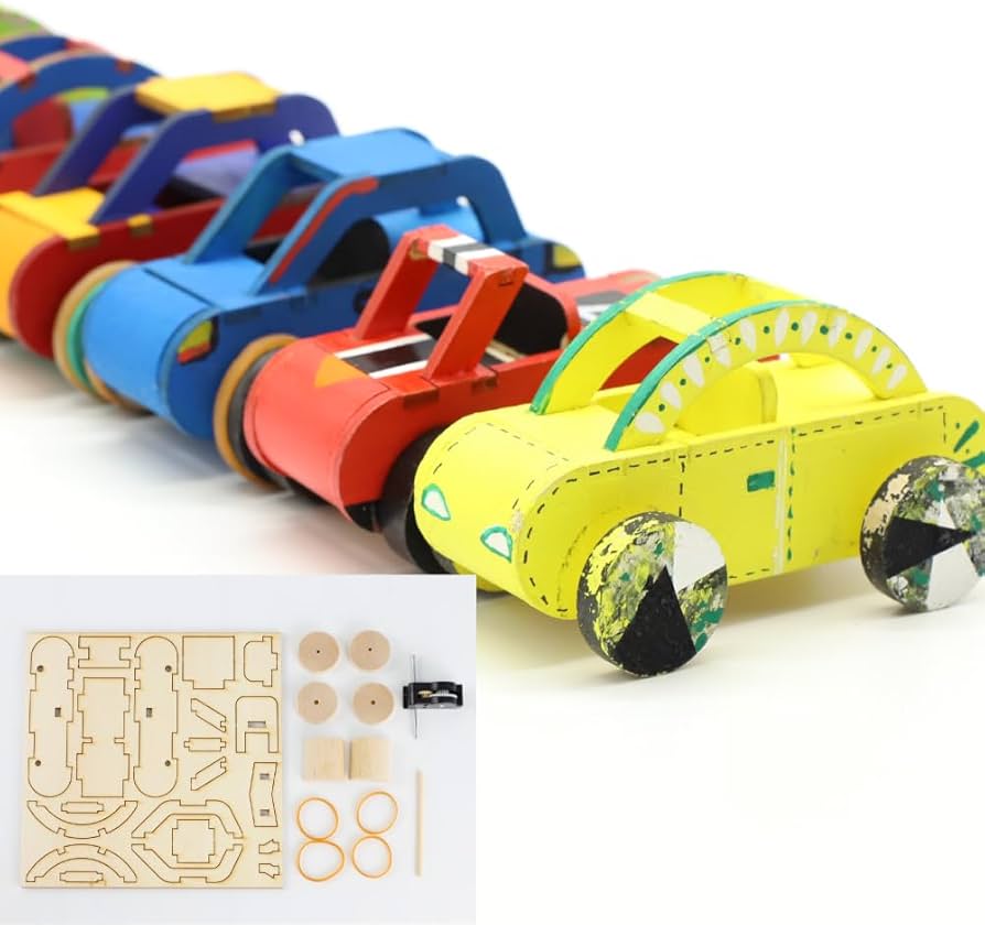 Amazon.co.jp: [たのつく] 木で作るすすめ！ゼンマイカー プルバック式