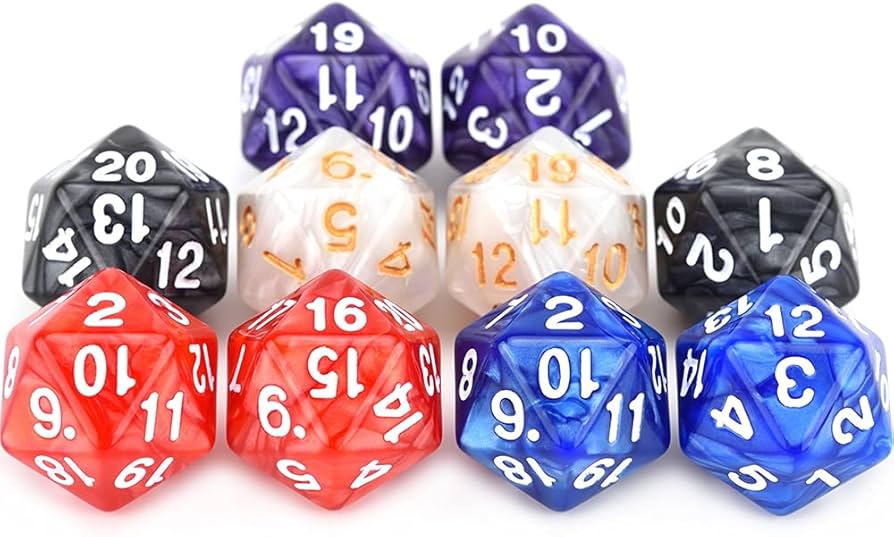Amazon | DC マジックのために10個D20パール渦巻きスピンダウンダイス