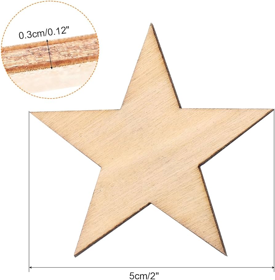 Amazon.co.jp: uxcell 未完成木材 工芸用 木の星 星型 切り抜き木材