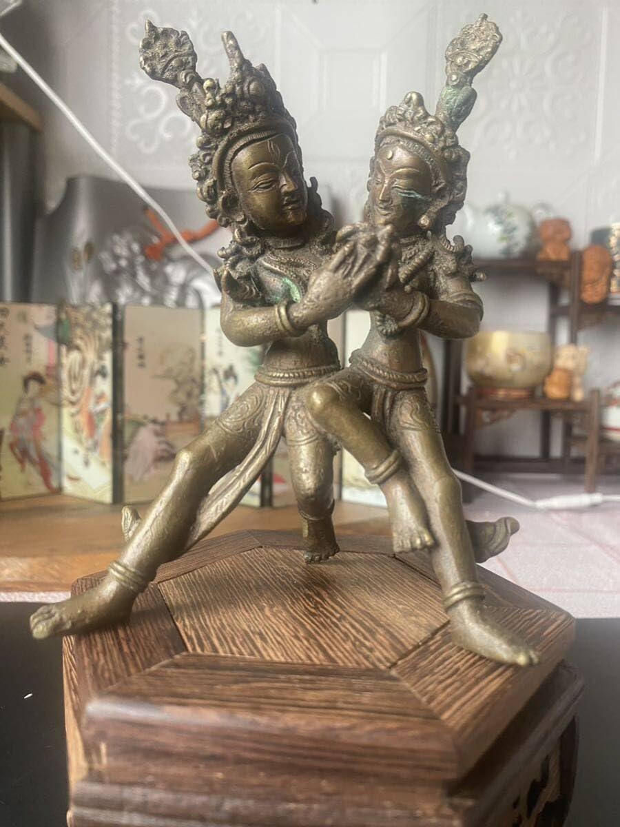 Amazon.co.jp: 中国古玩古銅チベット仏歓喜仏仏像仏教美術唐物時代 303