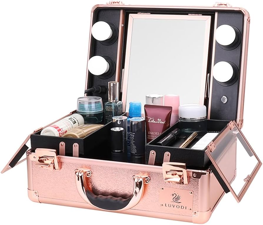 Amazon | Susire メイクボックス 鏡付き 大容量 持ち運び ビューティー
