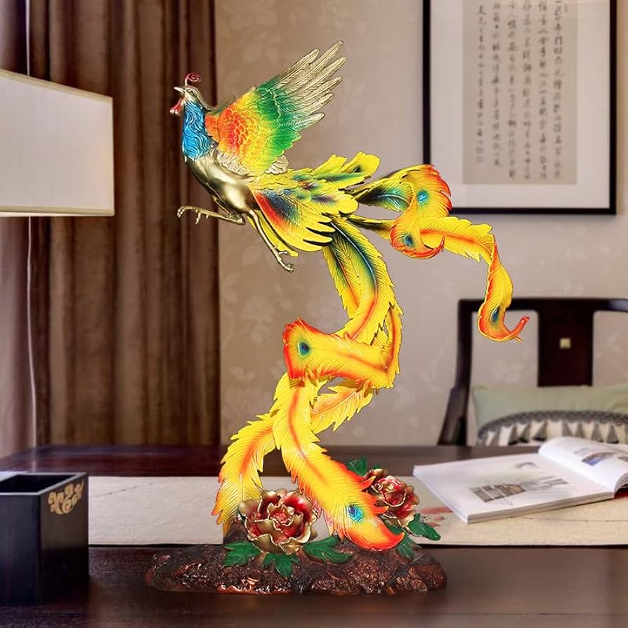 Amazon.co.jp: 鳳凰の置物 真鍮製 幸運の置物フェニックス 不死鳥 玄関