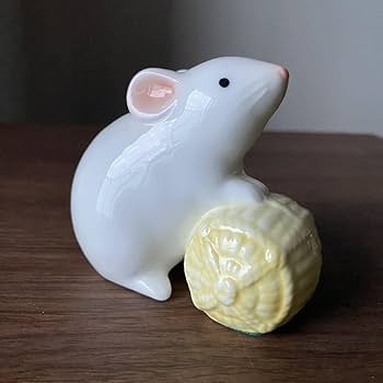 Amazon.co.jp: 未展示陶器子鼠ねずみネズミ干支十二支縁起物米俵薬師窯
