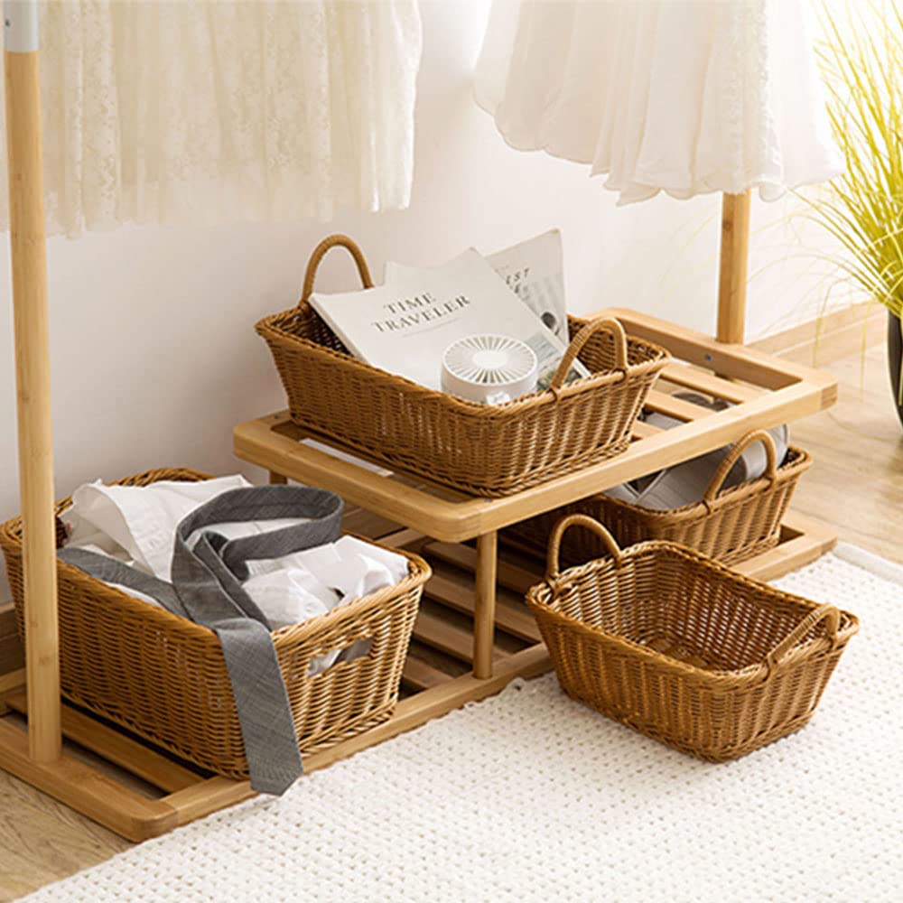 Amazon.co.jp: 収納かご 浅型 収納バスケット 編み込み 籐収納