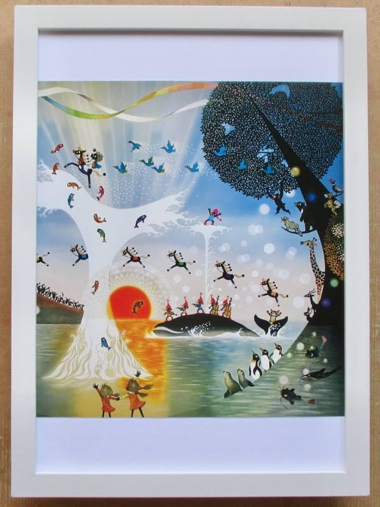 Amazon.co.jp: 藤城清治 「夢生まれる」 印刷物 画集画 A4額入り