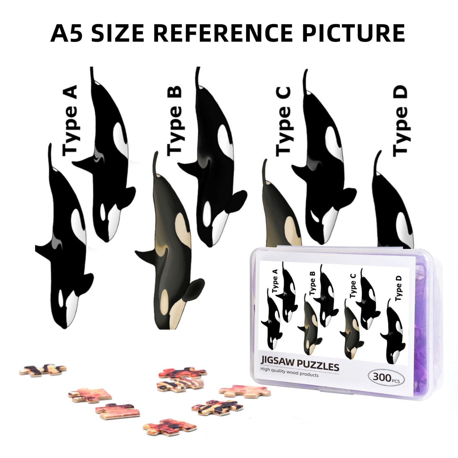 Amazon.co.jp: ジグソーパズル 4タイプのシャチのイラスト 世界の野生