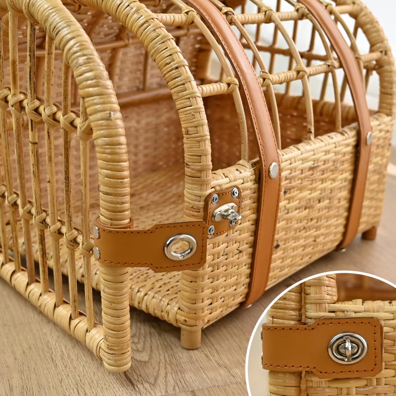 Amazon | ロック機能付き 天然ラタン製ペットキャリーバック(GK109N