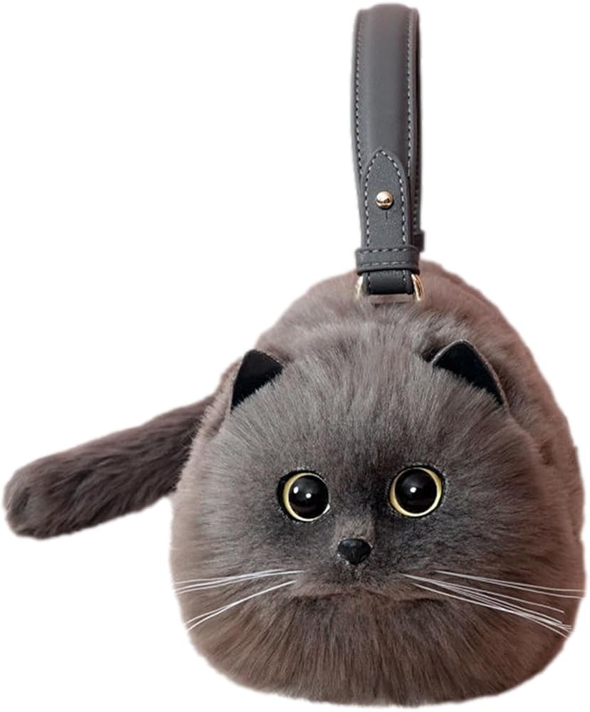 Amazon | [LATAFA] かわいいぬいぐるみ猫バッグ、ふっくらとした3D目の