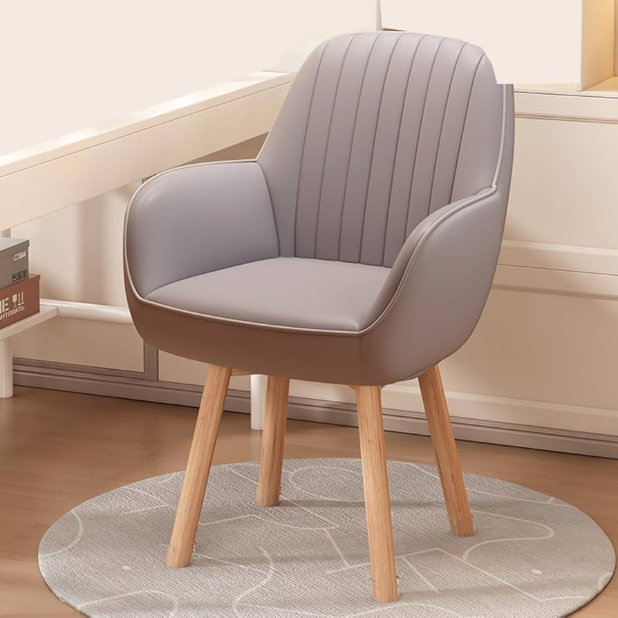 Amazon｜VRGT ダイニングチェア 肘付き 撥水加工 木脚 グレー 回転