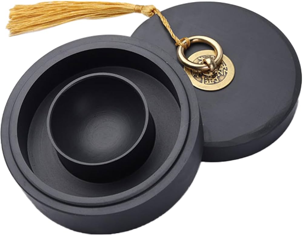 Amazon | nijimomo 墨池 蓋付き 書道 水墨画 絵手紙 硯池 墨池硯 書画