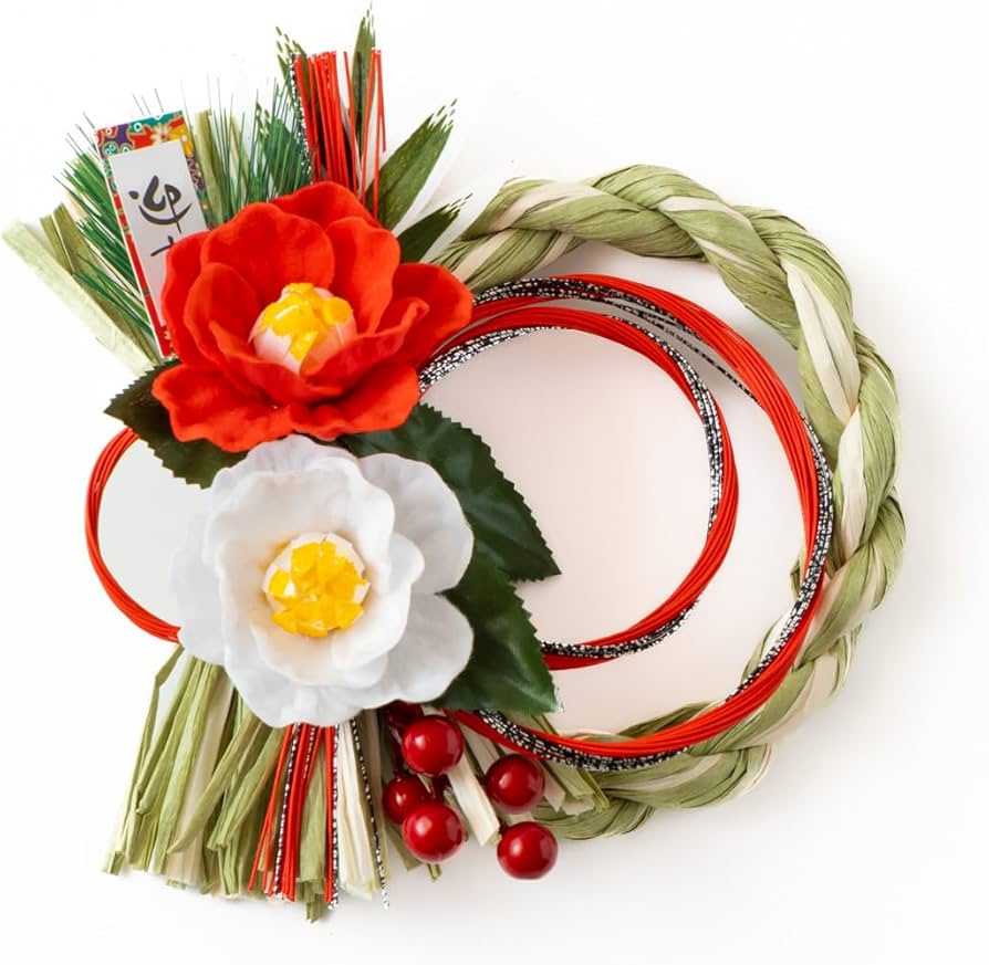 Amazon.co.jp: 秀〆 正月飾り しめ縄 水引 水引飾り モダンリース 椿