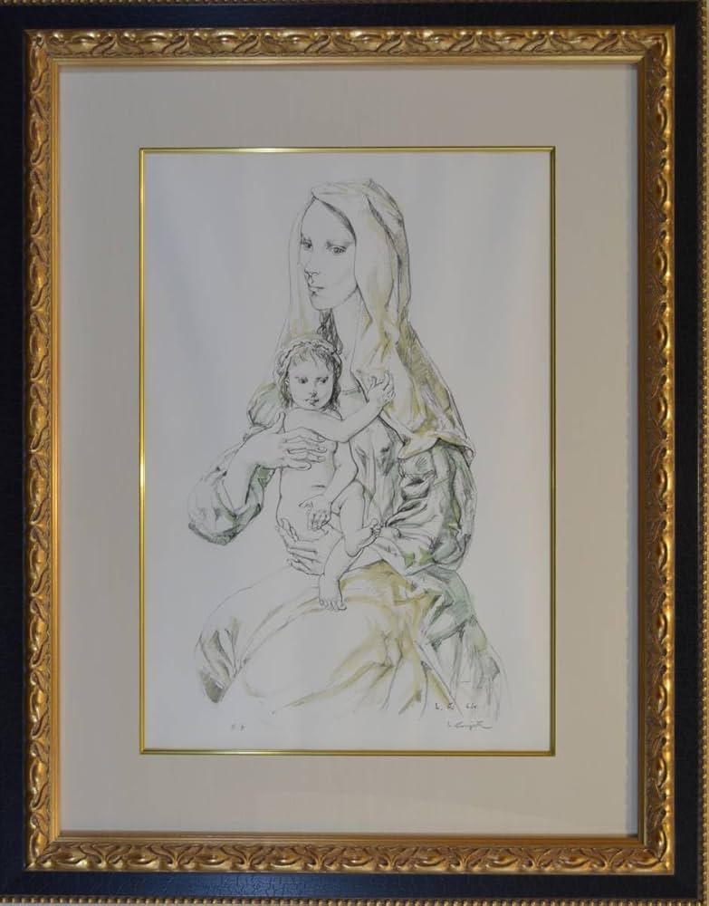 Amazon.co.jp: 藤田嗣治 ※母性※ リトグラフ 1964年作 藤田芸術の