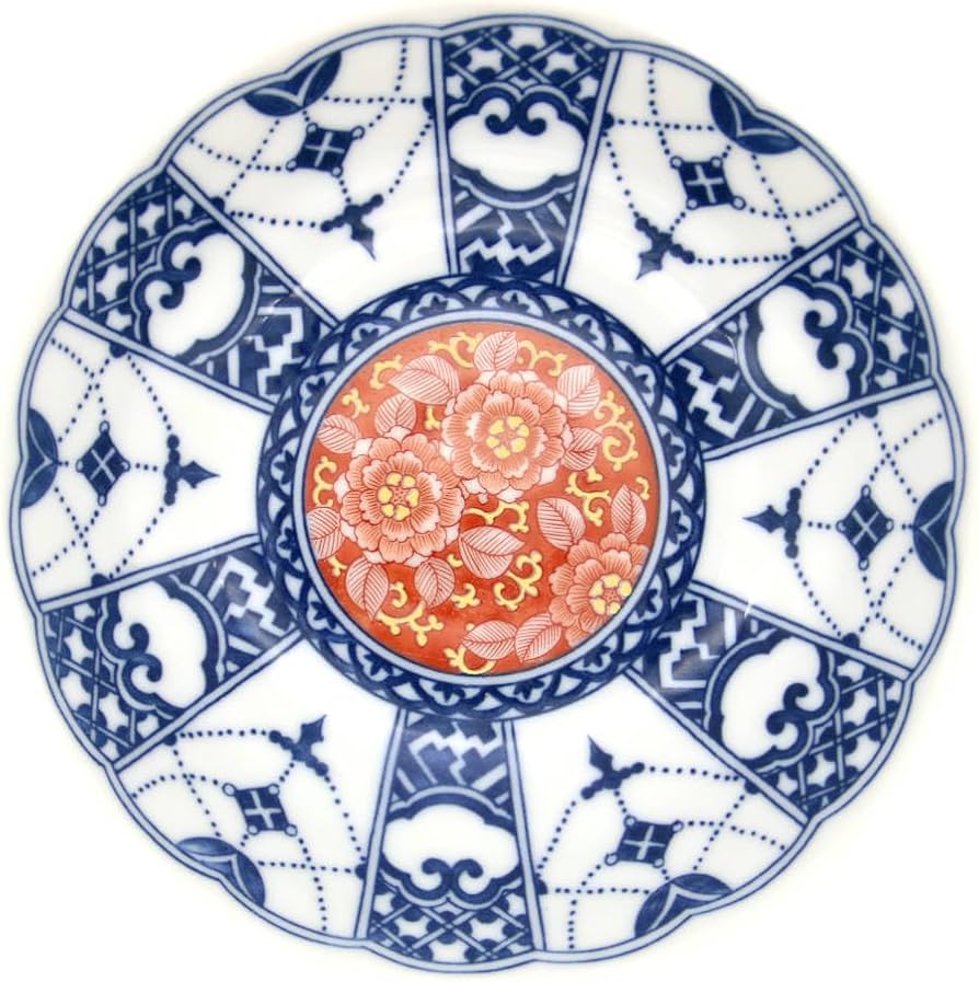 Amazon | （在庫限り）九谷焼 青風窯 4号皿揃 （5枚セット） 瓔珞紋