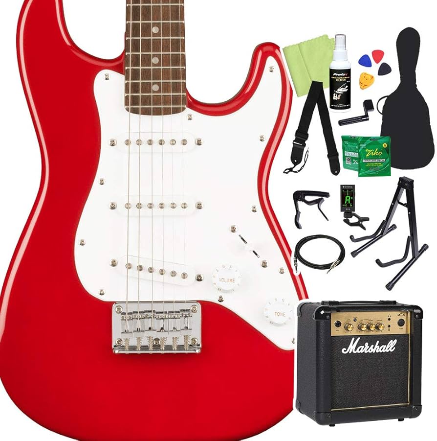Amazon | Squier by Fender Mini Stratocaster エレキギター初心者14点