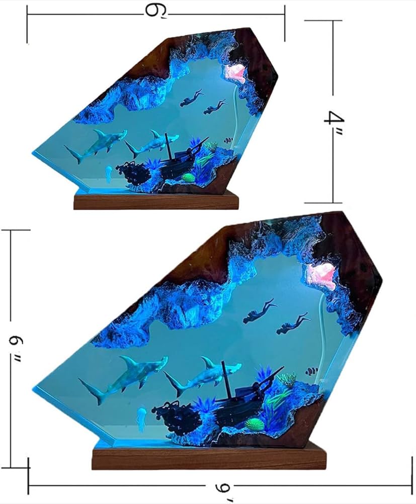 Amazon.co.jp : ZZPXMY 海をテーマにしたジオラマ、レジン海ランプ