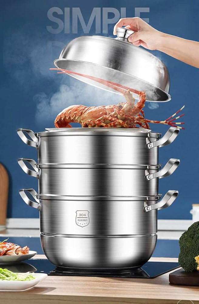 Amazon | 蒸し鍋 蒸し器 四段 多機能 ガラス鍋蓋付 蒸鍋 蒸しもの鍋