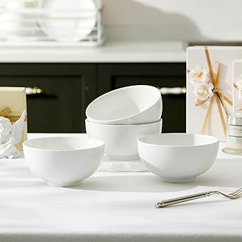 Amazon.com: MALACASA 26 Oz Porcelain Soup Bowls Set of 4, White
