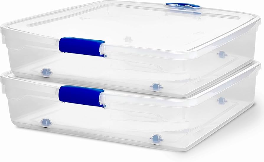 Amazon.com: HOMZ 2-Pack Under Bed Storage, Clear Plastic