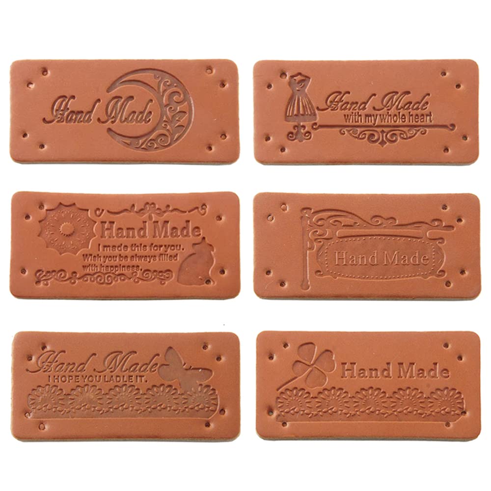 Amazon | 革タグ レザータグ 革ラベル 刺繍タグ 合皮タグ 長方形 穴