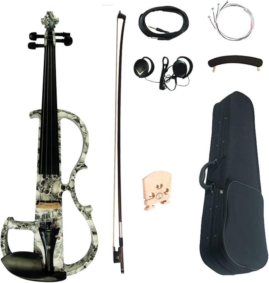 Amazon | 電気サイレントバイオリン4/4黒檀製の継手スケルトン弓ケース