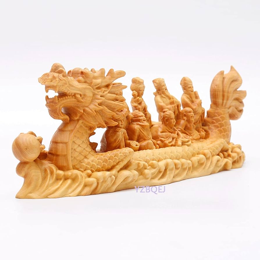 Amazon.co.jp: 七福神 開運宝船 美術品 高級天然ツゲ木彫り 縁起物