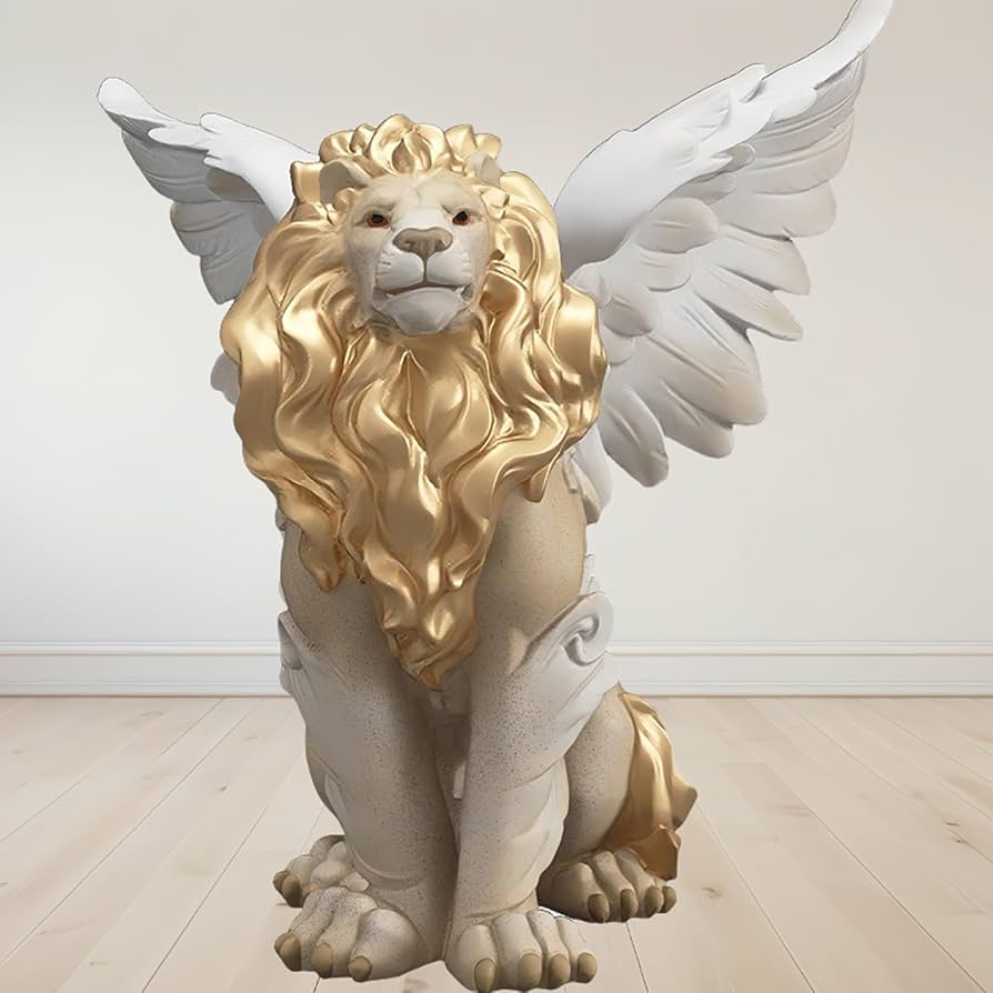 Amazon.co.jp: クリエイティブなライオン像、翼のあるライオンの彫刻