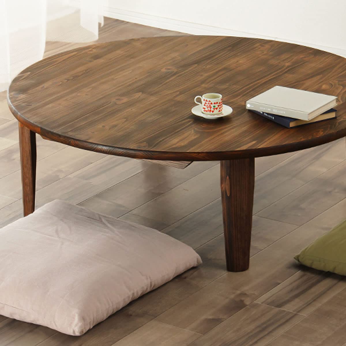 Amazon | 家具の里 ちゃぶ台 90cm丸 ひのき イオリ ブラウン 日本製 4