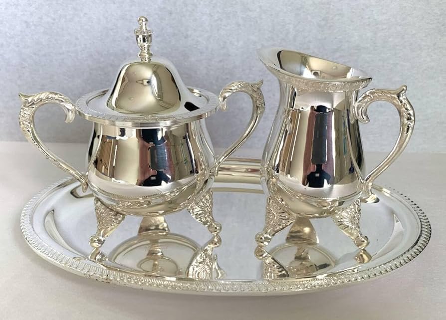 Amazon.co.jp: 早川シルバー ティーセット 銀皿 シュガーポット ミルク