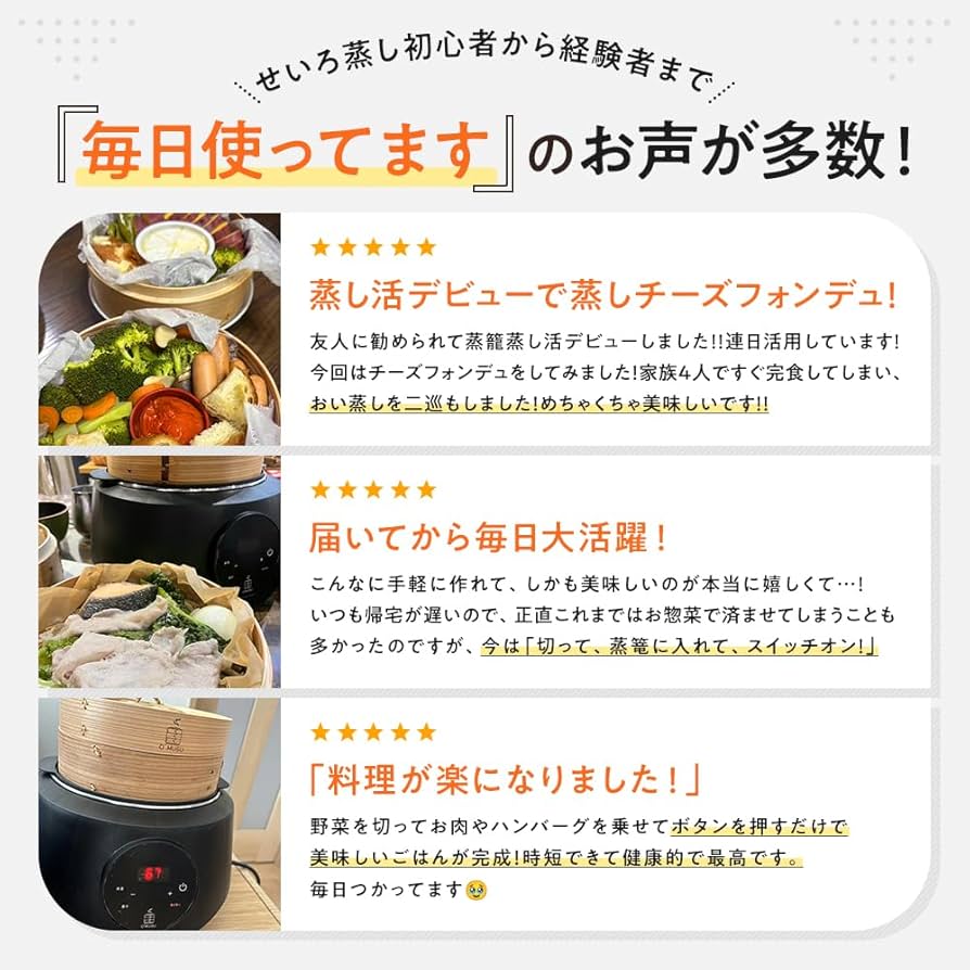 Amazon | Ocrasi せいろ 蒸し器 電気 21cm 便利なタッチパネル 6段階